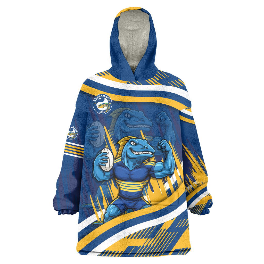 Eels Rugby Mascot Wearable Blanket Hoodie Fierce Athlete Graphic in Sports Style