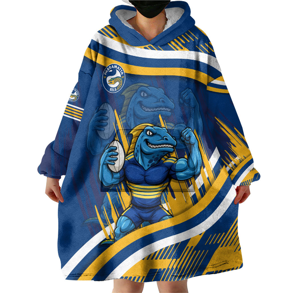 Eels Rugby Mascot Wearable Blanket Hoodie Fierce Athlete Graphic in Sports Style