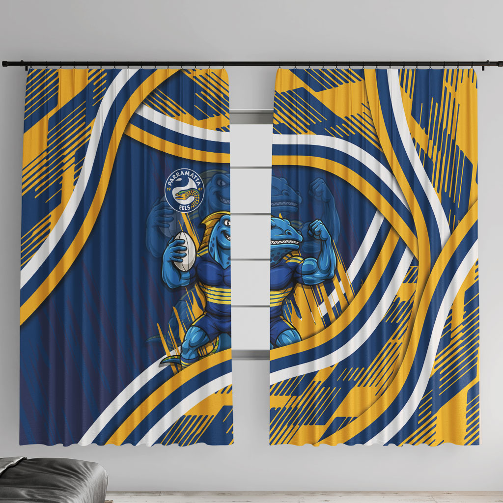 Eels Rugby Mascot Window Curtain Fierce Athlete Graphic in Sports Style