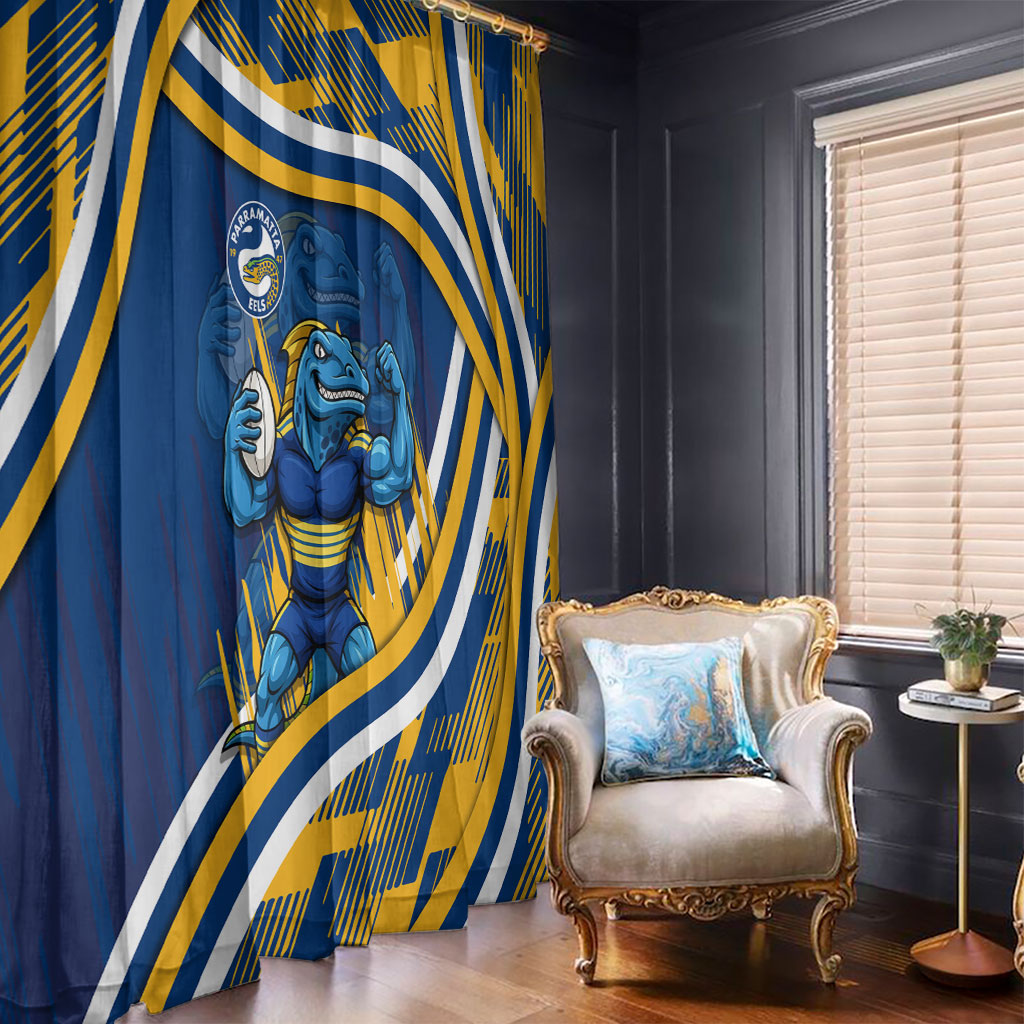 Eels Rugby Mascot Window Curtain Fierce Athlete Graphic in Sports Style