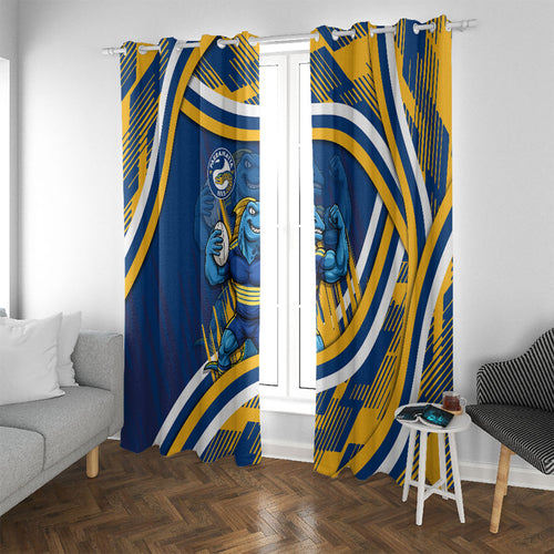 Eels Rugby Mascot Window Curtain Fierce Athlete Graphic in Sports Style