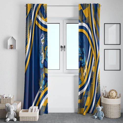 Eels Rugby Mascot Window Curtain Fierce Athlete Graphic in Sports Style