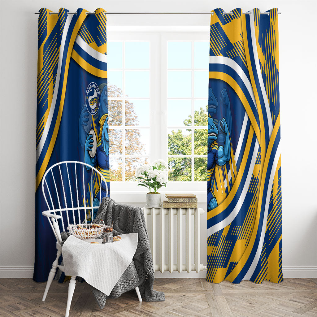 Eels Rugby Mascot Window Curtain Fierce Athlete Graphic in Sports Style