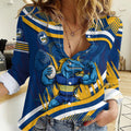 Eels Rugby Mascot Women Casual Shirt Fierce Athlete Graphic in Sports Style