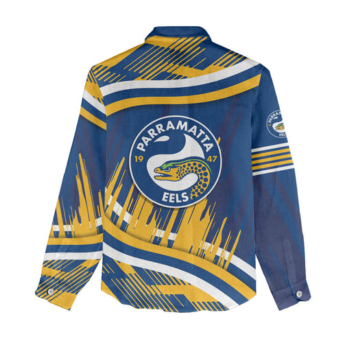 Eels Rugby Mascot Women Casual Shirt Fierce Athlete Graphic in Sports Style