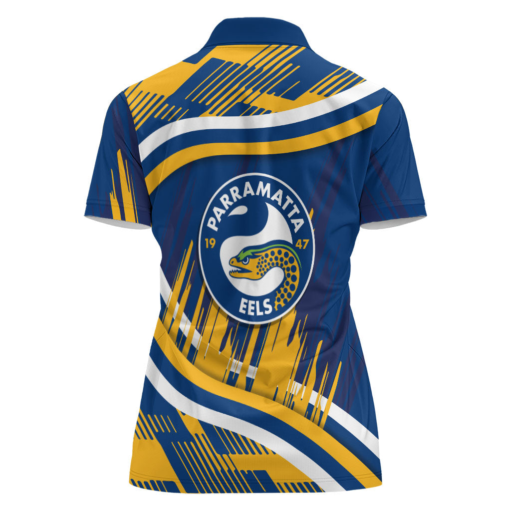 Eels Rugby Mascot Women Polo Shirt Fierce Athlete Graphic in Sports Style