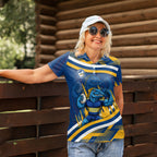 Eels Rugby Mascot Women Polo Shirt Fierce Athlete Graphic in Sports Style
