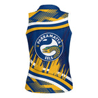 Eels Rugby Mascot Women Sleeveless Polo Shirt Fierce Athlete Graphic in Sports Style