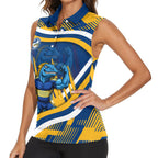 Eels Rugby Mascot Women Sleeveless Polo Shirt Fierce Athlete Graphic in Sports Style