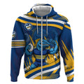 Eels Rugby Mascot Zip Hoodie Fierce Athlete Graphic in Sports Style
