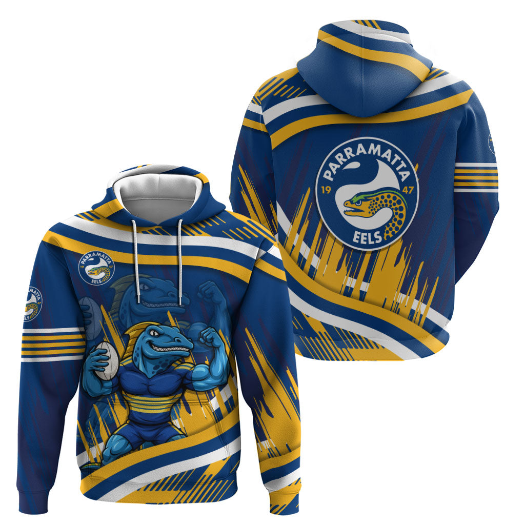 Eels Rugby Mascot Zip Hoodie Fierce Athlete Graphic in Sports Style