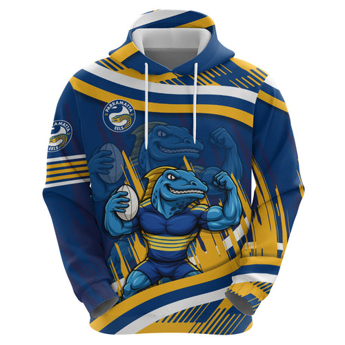 Eels Rugby Mascot Zip Hoodie Fierce Athlete Graphic in Sports Style
