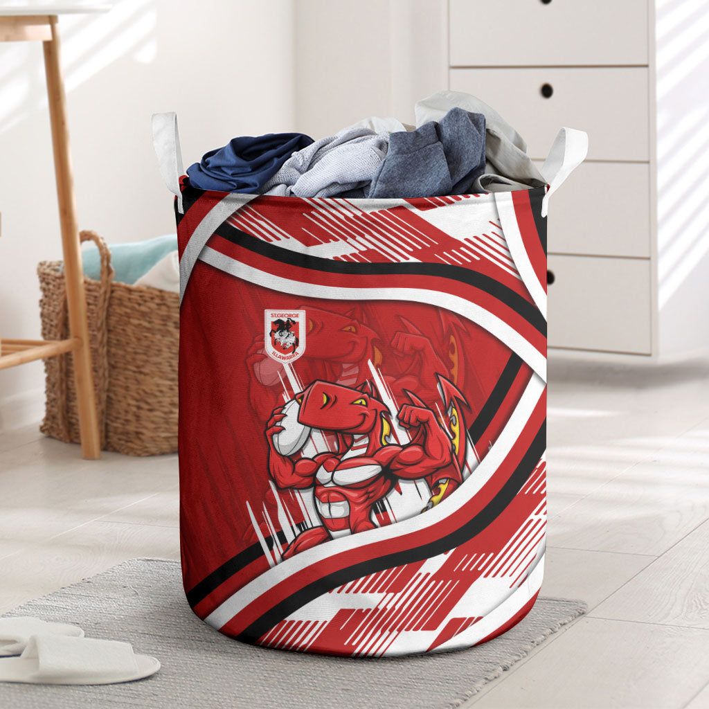 Dragons Rugby Mascot Laundry Basket Fierce Athlete Graphic in Sports Style