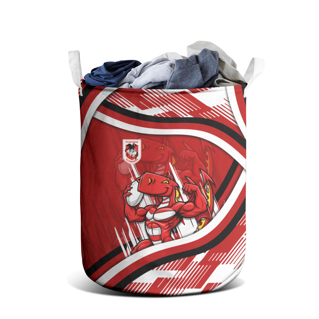 Dragons Rugby Mascot Laundry Basket Fierce Athlete Graphic in Sports Style