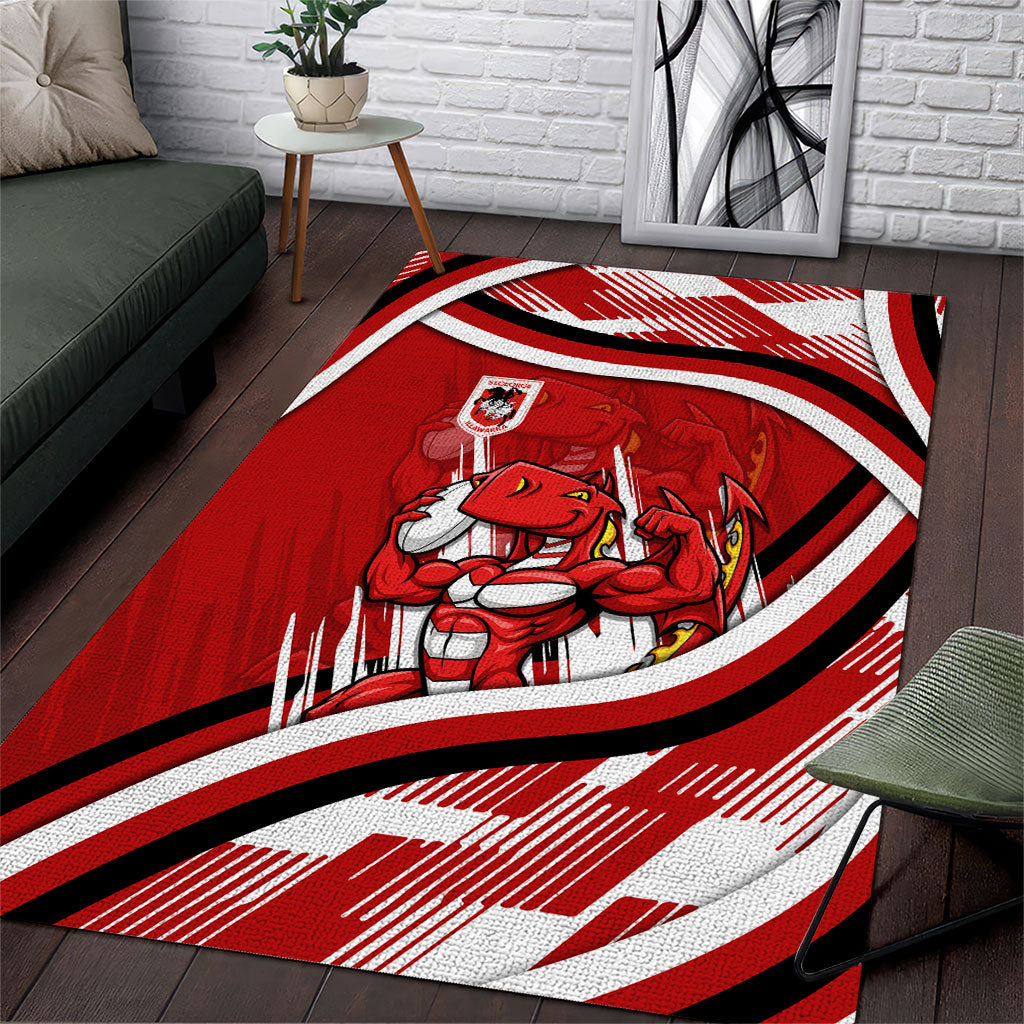 Dragons Rugby Mascot Area Rug Fierce Athlete Graphic in Sports Style