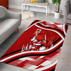Dragons Rugby Mascot Area Rug Fierce Athlete Graphic in Sports Style