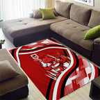 Dragons Rugby Mascot Area Rug Fierce Athlete Graphic in Sports Style