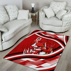 Dragons Rugby Mascot Area Rug Fierce Athlete Graphic in Sports Style