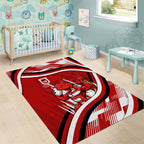 Dragons Rugby Mascot Area Rug Fierce Athlete Graphic in Sports Style
