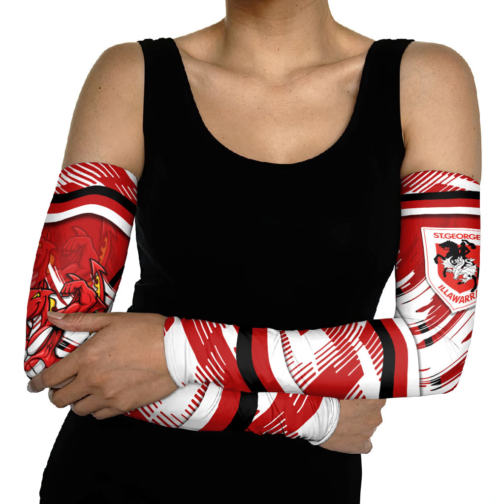 Dragons Rugby Mascot Arm Sleeves Fierce Athlete Graphic in Sports Style