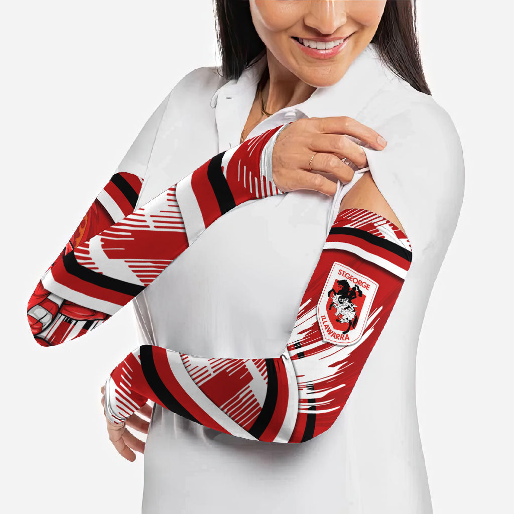 Dragons Rugby Mascot Arm Sleeves Fierce Athlete Graphic in Sports Style