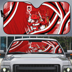 Dragons Rugby Mascot Auto Sun Shade Fierce Athlete Graphic in Sports Style