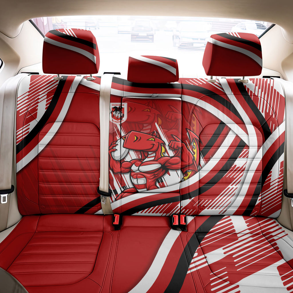 Dragons Rugby Mascot Back Car Seat Cover Fierce Athlete Graphic in Sports Style