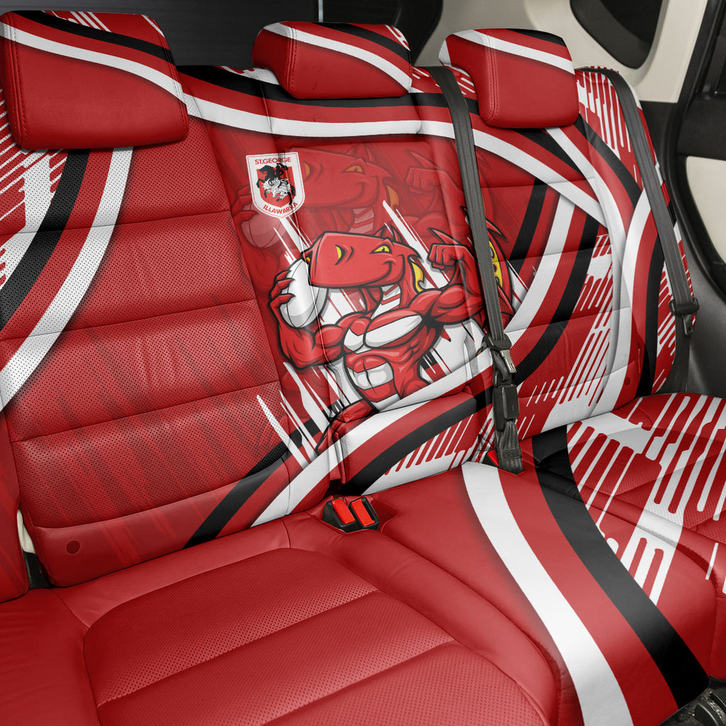 Dragons Rugby Mascot Back Car Seat Cover Fierce Athlete Graphic in Sports Style
