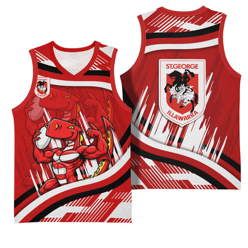Dragons Rugby Mascot Basketball Jersey Fierce Athlete Graphic in Sports Style
