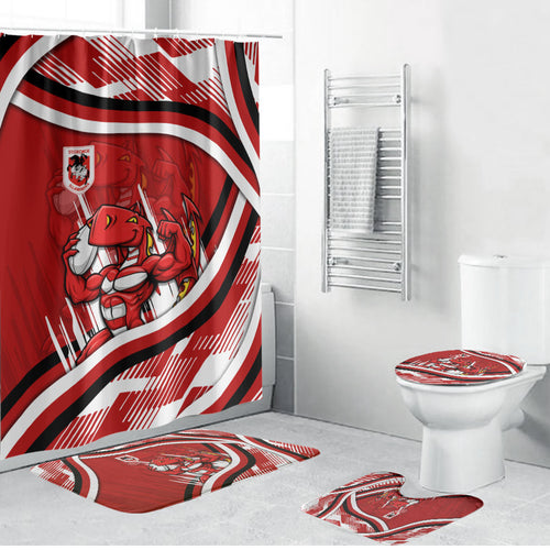 Dragons Rugby Mascot Bathroom Set Fierce Athlete Graphic in Sports Style
