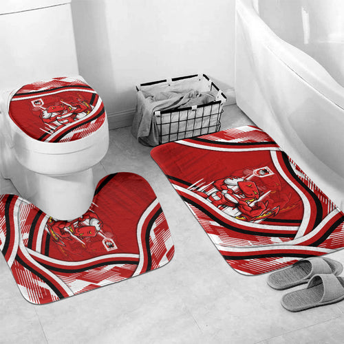 Dragons Rugby Mascot Bathroom Set Fierce Athlete Graphic in Sports Style