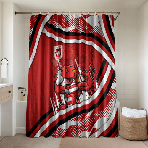 Dragons Rugby Mascot Bathroom Set Fierce Athlete Graphic in Sports Style