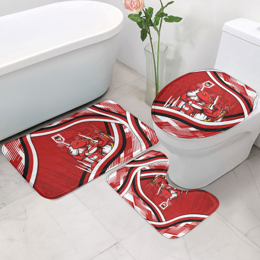 Dragons Rugby Mascot Bathroom Set Fierce Athlete Graphic in Sports Style