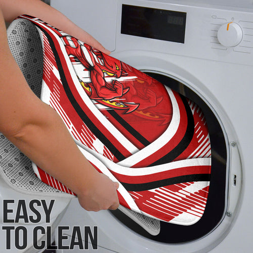 Dragons Rugby Mascot Bathroom Set Fierce Athlete Graphic in Sports Style