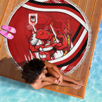 Dragons Rugby Mascot Beach Blanket Fierce Athlete Graphic in Sports Style