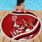 Dragons Rugby Mascot Beach Blanket Fierce Athlete Graphic in Sports Style