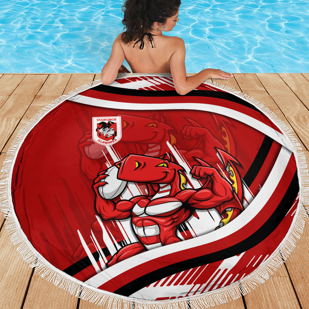 Dragons Rugby Mascot Beach Blanket Fierce Athlete Graphic in Sports Style
