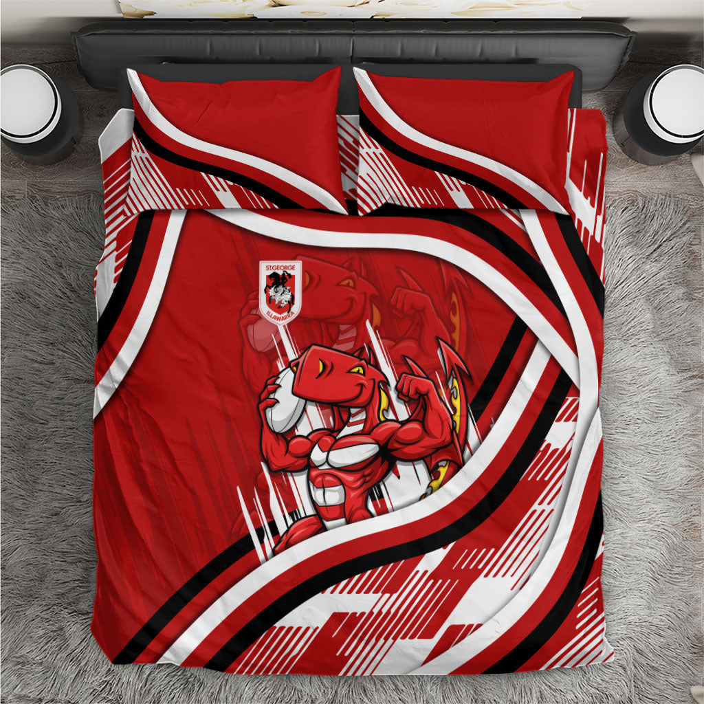 Dragons Rugby Mascot Bedding Set Fierce Athlete Graphic in Sports Style