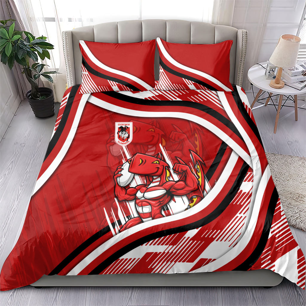 Dragons Rugby Mascot Bedding Set Fierce Athlete Graphic in Sports Style