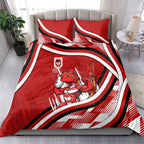 Dragons Rugby Mascot Bedding Set Fierce Athlete Graphic in Sports Style