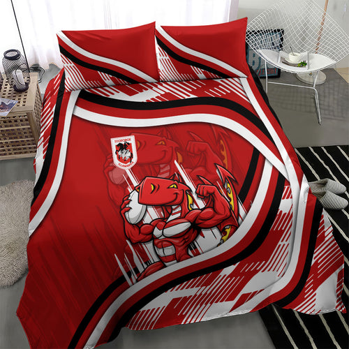 Dragons Rugby Mascot Bedding Set Fierce Athlete Graphic in Sports Style