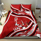 Dragons Rugby Mascot Bedding Set Fierce Athlete Graphic in Sports Style