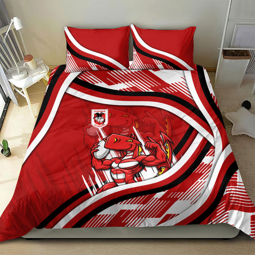 Dragons Rugby Mascot Bedding Set Fierce Athlete Graphic in Sports Style