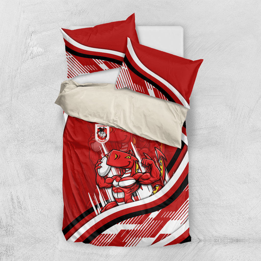 Dragons Rugby Mascot Bedding Set Fierce Athlete Graphic in Sports Style
