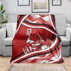 Dragons Rugby Mascot Blanket Fierce Athlete Graphic in Sports Style