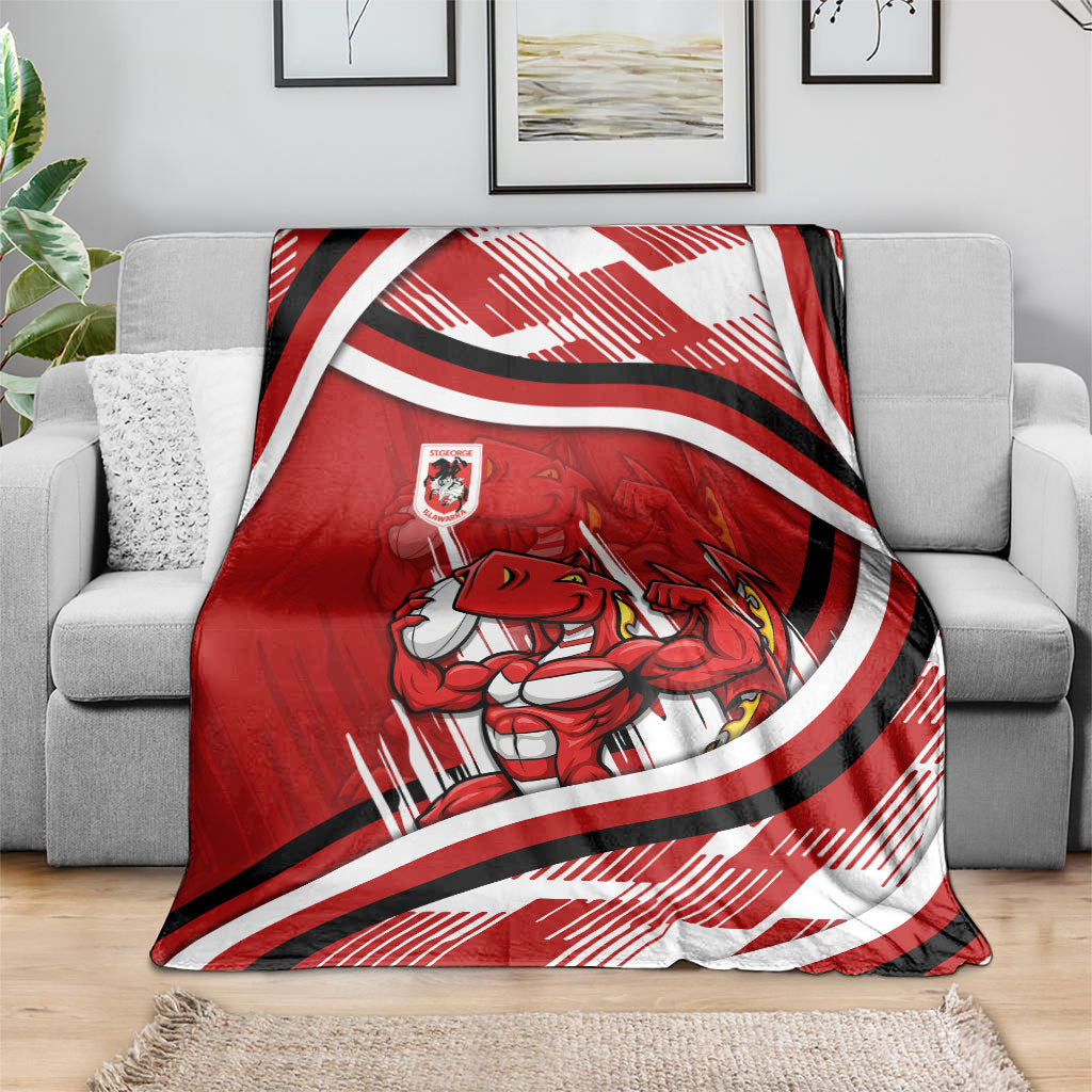 Dragons Rugby Mascot Blanket Fierce Athlete Graphic in Sports Style