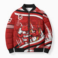Dragons Rugby Mascot Bomber Puffer Jacket Fierce Athlete Graphic in Sports Style