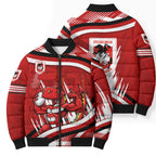 Dragons Rugby Mascot Bomber Puffer Jacket Fierce Athlete Graphic in Sports Style