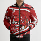 Dragons Rugby Mascot Bomber Puffer Jacket Fierce Athlete Graphic in Sports Style