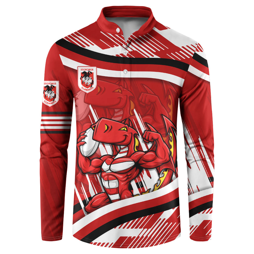 Dragons Rugby Mascot Button Sweatshirt Fierce Athlete Graphic in Sports Style